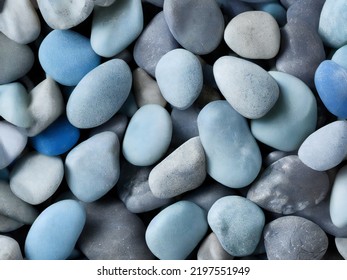 Lot Of Blue Pebbles For Background