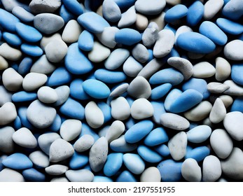 Lot Of Blue Pebbles For Background