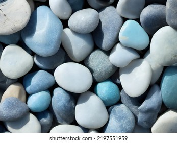 Lot Of Blue Pebbles For Background