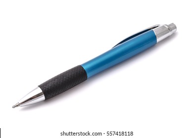 Blue pen isolated on white background 
