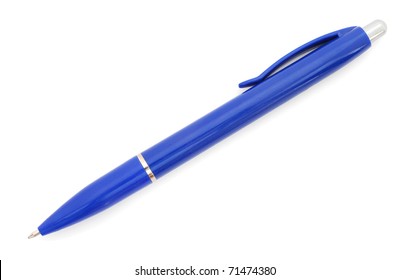 Blue Pen Isolated On White Background