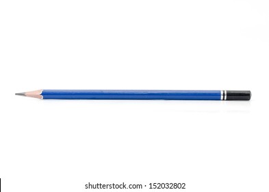 Blue Pencil Isolated On White Background