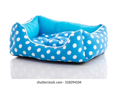 Blue pet bed on white background isolated