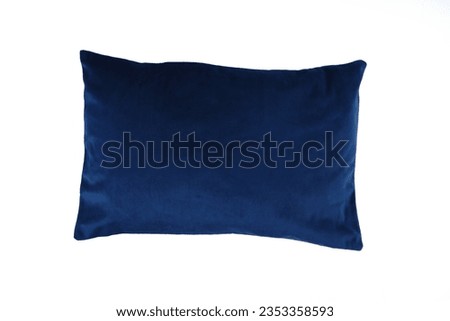               blue pillow on white background                  