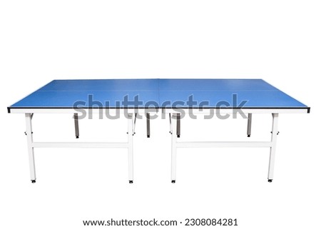 Blue ping pong table. Table tennis. Photo of a professional ping-pong table. Sports equipment isolated on white background.