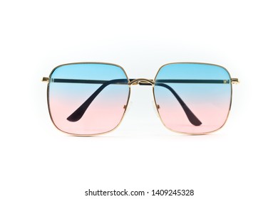 blue   pink gradient color eyeglasses isolated the white background