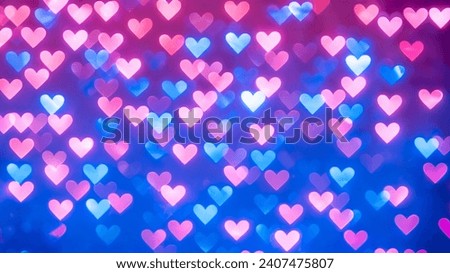 Blue and Pink Heart Bokeh Background for Romantic Themes
