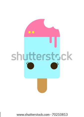 Blue and Pink Ice Cream Bar lolly Isolated on White Background