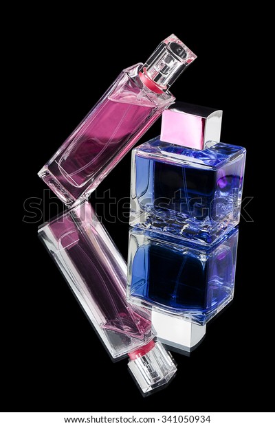 pink perfume blue bottle
