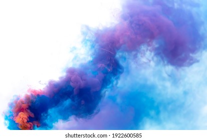 Blue and pink smoke isolated on a white background.