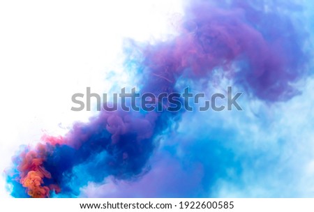 Blue and pink smoke isolated on a white background.