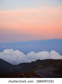 Blue And Pink Sunset Form Mount Haleakala Hawaii