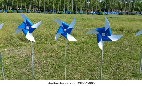 The Blue Pinwheels On The Field