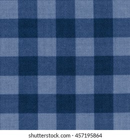 Blue Plaid Fabric Background. 