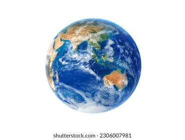 Tierra del planeta azul aislada en fondo blanco. Ruta de recorte. Elementos de esta imagen proporcionados por la NASA