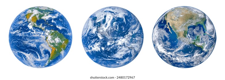 Blue planet earth isolated on white background. Clipping path. Elements of this image furnished by NASA