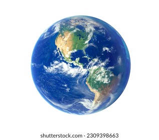 Blue planet earth north and south america continent isolated on white background. Clipping path. Elements of this image furnished by NASA. - Shutterstock ID 2309398663