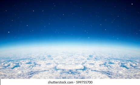Blue planet earth over the cloudy and star in the sky - Shutterstock ID 599755700
