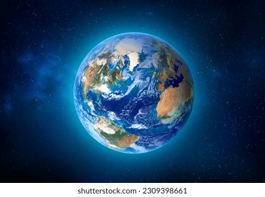 Blue planet earth in space. Atlantic ocean zone. Elements of this image furnished by NASA - Shutterstock ID 2309398661