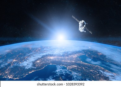 Blue planet Earth. Spacecraft launch into space. Elements of this image furnished by NASA. - Powered by Shutterstock - Get 15% off with code: PIKWIZARD15
