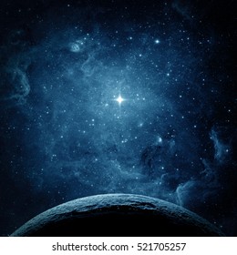 Blue planet and galaxy. Elements of this image furnished by NASA.