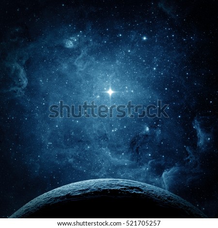 Blue planet and galaxy. Elements of this image furnished by NASA.