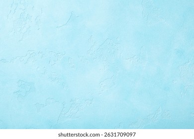 Blue plaster wall background pattern with high resolution. Top view. Copy space.