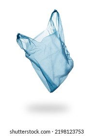 Blue plastic bag isolated on white background