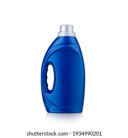 Blue plastic bottle with cap isolated on white background for liquid detergent laundry or cleaning agent - Shutterstock ID 1934990201