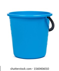 Blue plastic bucket for cleaning isolated on white background