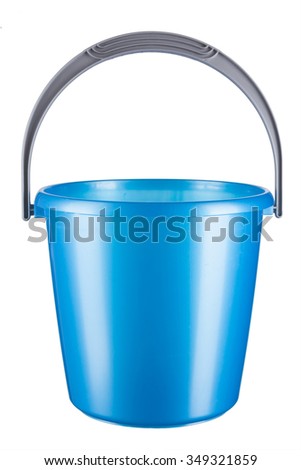 Blue plastic bucket isolated on white