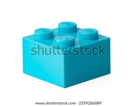 Blue plastic building block isolated on white