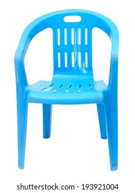 Blue Plastic Chair On A White Background