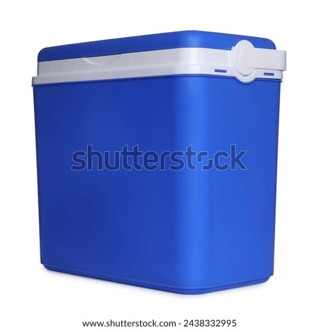 Blue plastic cool box isolated on white