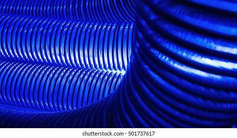 Blue plastic elastic pipe