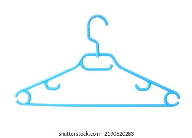 Blue plastic hanger isolated over the white background