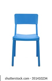 Blue Plastic Outdoor Chair, Front View