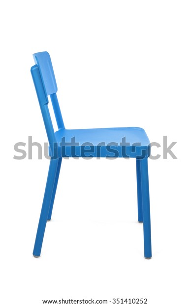 Blue Plastic Outdoor Chair Side View Stock Photo Edit Now 351410252