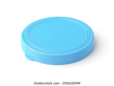 Blue plastic round jar lid isolated on white