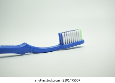 Blue Plastic Toothbrush Top View Sideways Stock Photo 2191475509 ...