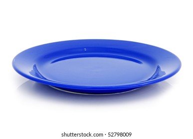 A Blue Plate On The White Background