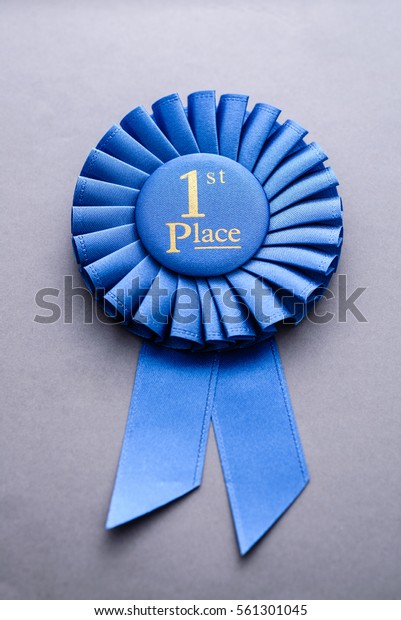 Blue Pleated Ribbon Championship Rosette First Stock Photo 561301045 ...