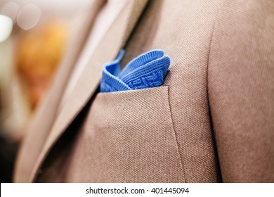 Blue Pocket Square In A Jacket Pocket