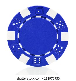 Blue Poker Chip Isolated On White Background