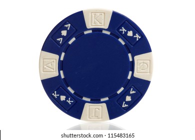 Blue Poker Chips On White