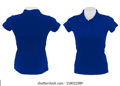 blue polo shirt on white background
