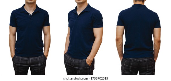 Blue, Polo T-shirt On A Young Model.