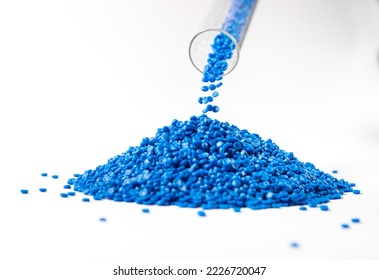 blue polymer on white isolate background in polymer and chemical laboratory for research in polymer chemical petrochemical and petroleum technology industry business