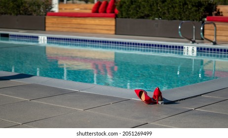 Blue Pool With Red Heels Off 