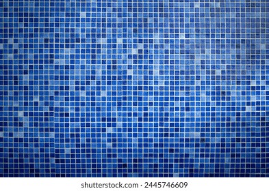 Blue pool small tiles pattern macro close up view